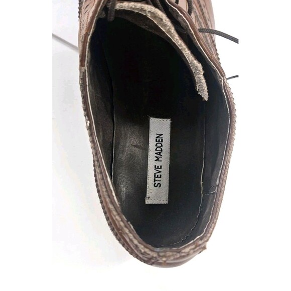 Steve Madden Ethin-2 leather lace-up brown dress shoe Wingtip Rubber Sole Sz 12 - Picture 4 of 13